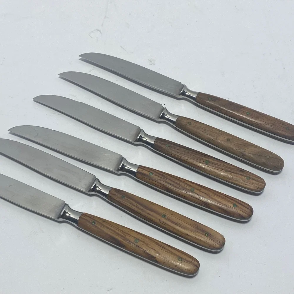 Peaso Steak Knife Set 6pc Rosewood Handle Solingen Germany Roll